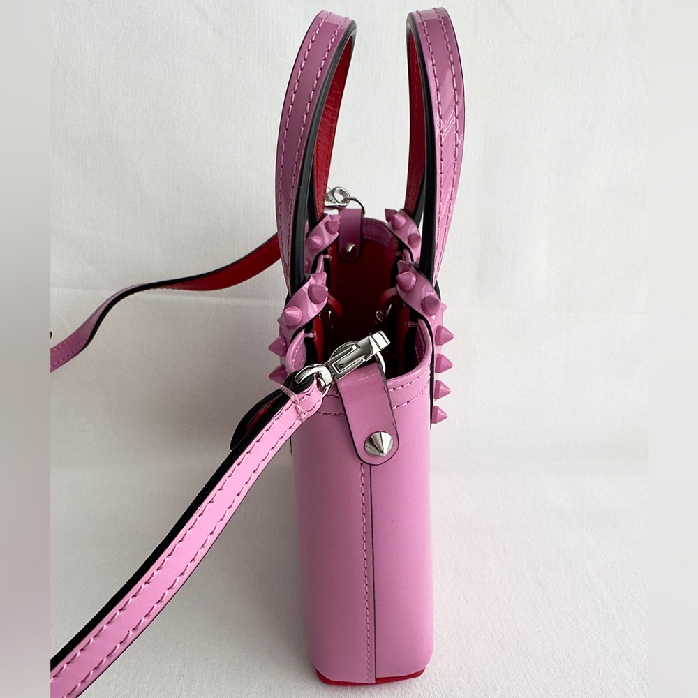 ✨New CHRISTIAN LOUBOUTIN Cabata Nano East West Patent Leather Tote Bag Gummy - Picture 5 of 14